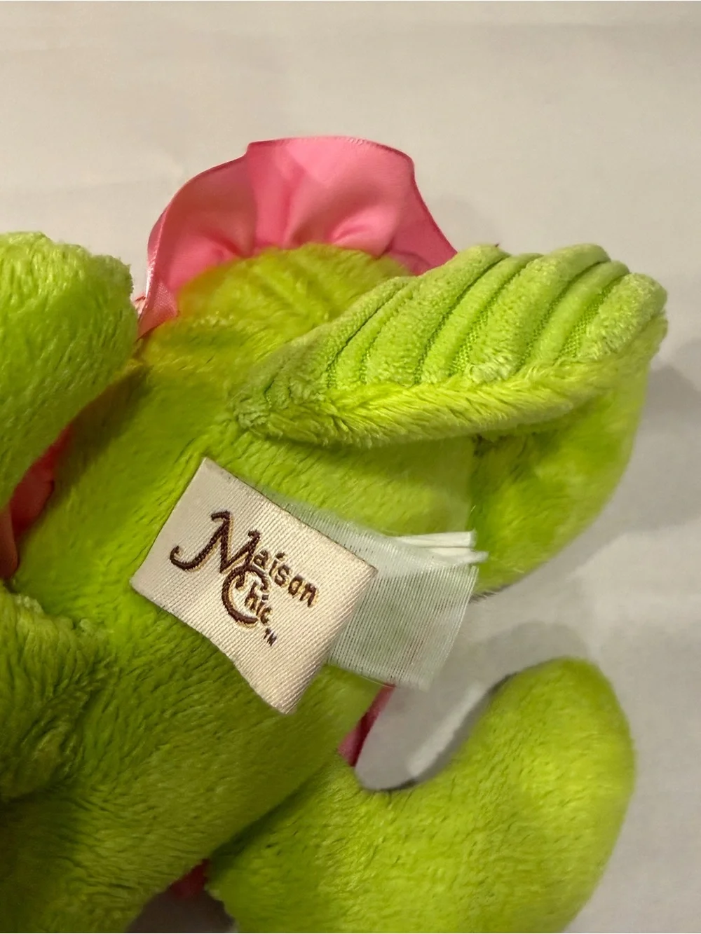 Maison Chic Sea Turtle Green Corduroy Pink Plush Stuffed Animal Small
